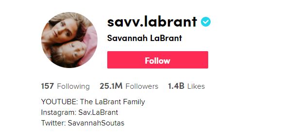 27. Savanah Labrant Top TikTok Influencers, TikTok Stars, and Tiktokers